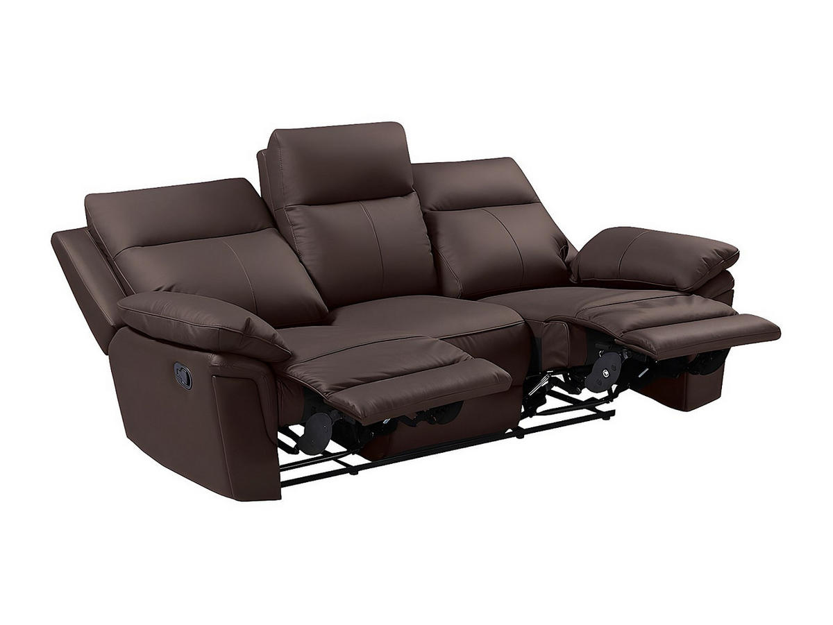 RELAXSOFA - 3 Personen - leder - schokoladenbraun Pakita - Braun, Leder (208/102/92cm) - Vente-Unique