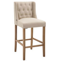 BARHOCKER Cassado, Gestell Antik-hell, Stoff Creme - Hellbraun/Creme, Holz/Textil (56/100/51cm) - TPFLiving