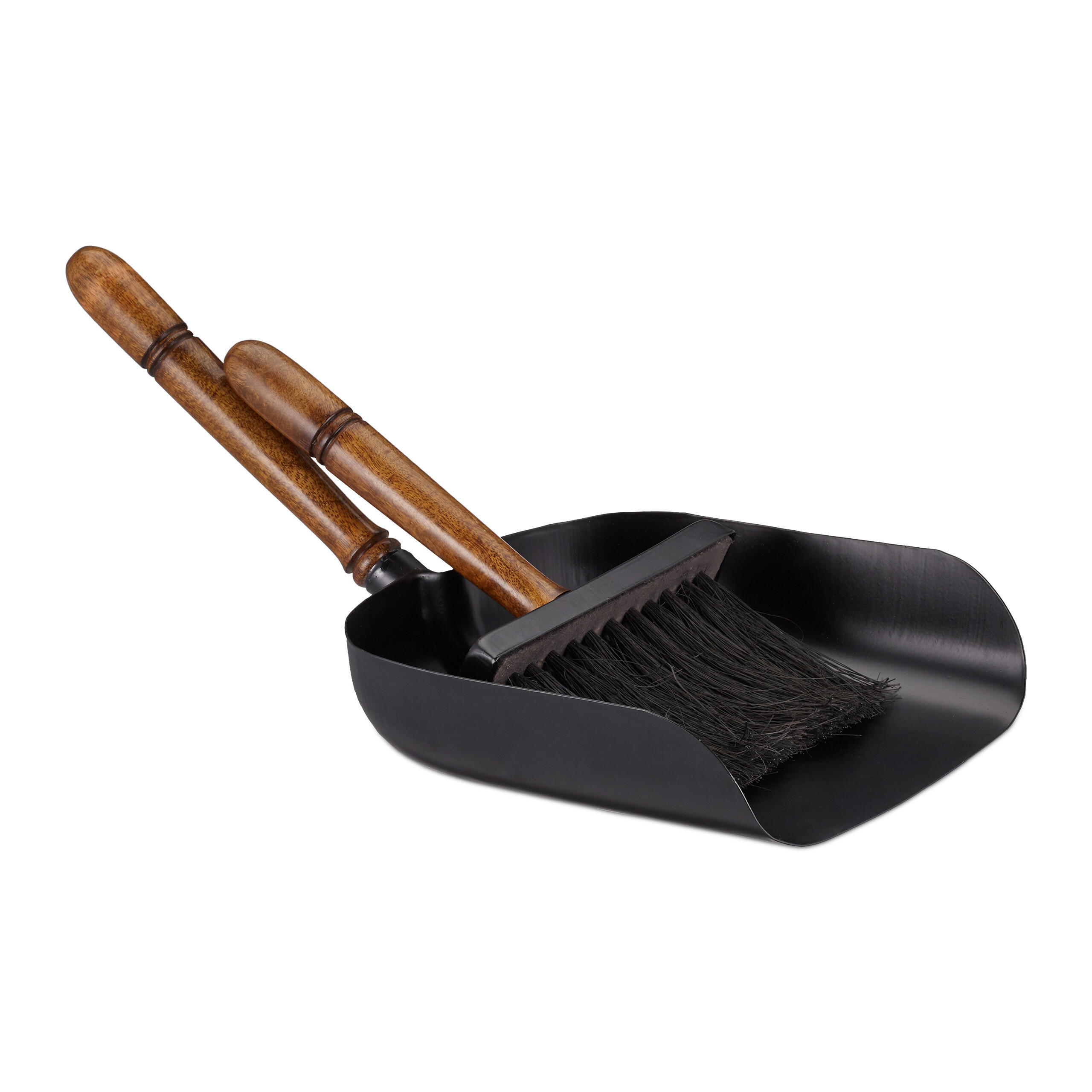 SOUPRAVA Černá Hnědá 2dílný-set na krb - černá, kov/dřevo (21/15/39cm) - Relaxdays