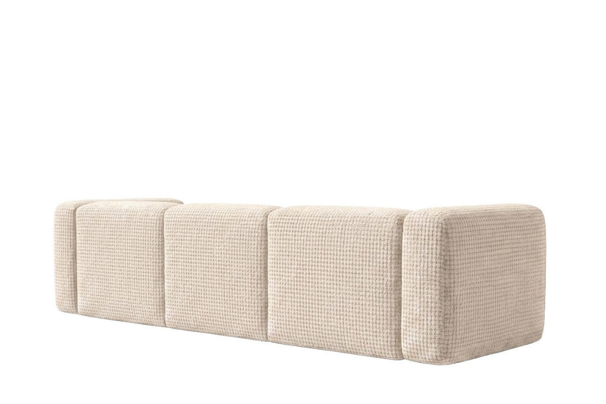 ECKSOFA L-Form, Chenille-Stoff Cremona, Creme, Rechts, GRETA - Creme, Holz (318/179cm) - Kaiser Möbel