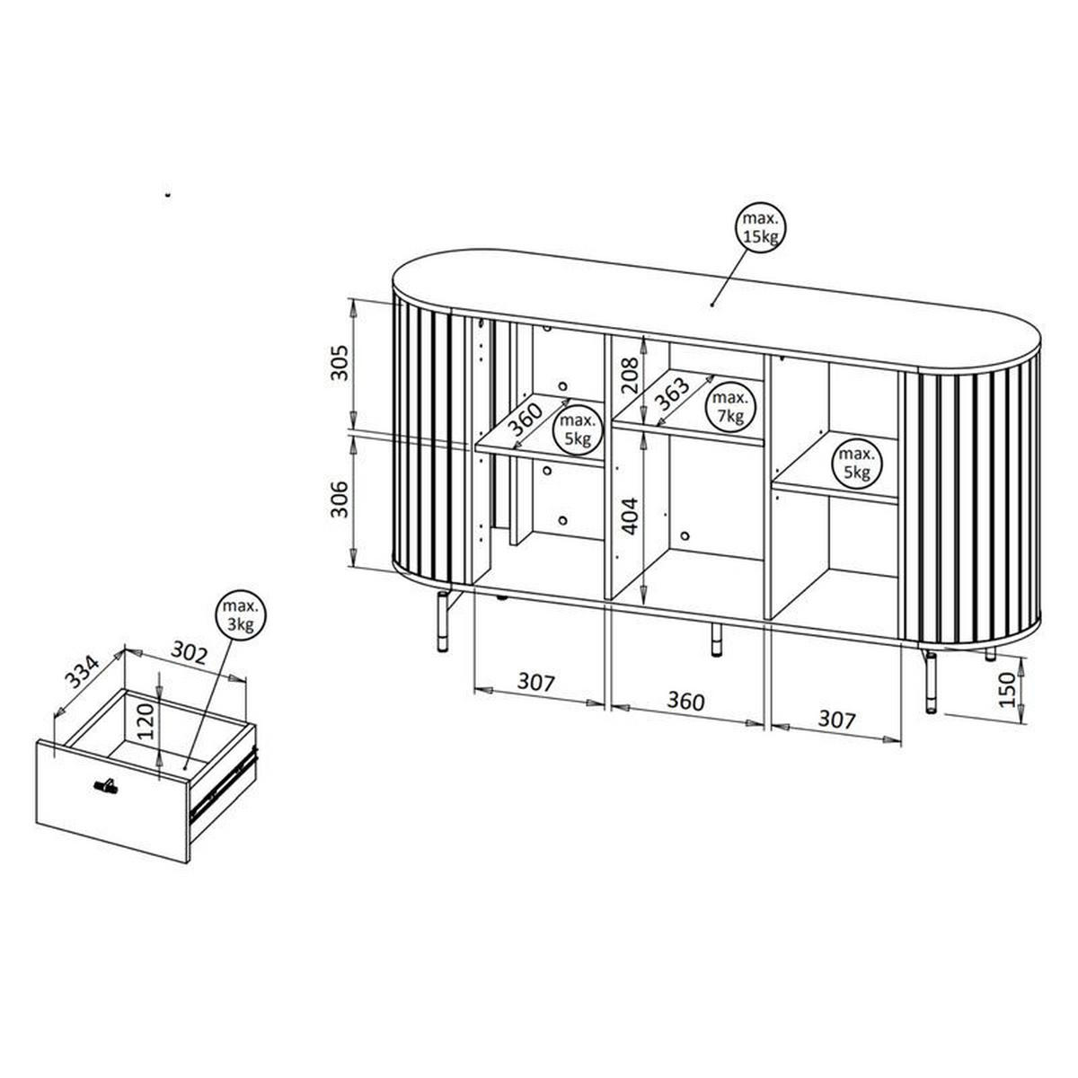 SIDEBOARD Zante Graubeige 150 cm - Taupe/Goldfarben, Holzwerkstoff/Metall (150/81/40cm) - Selsey