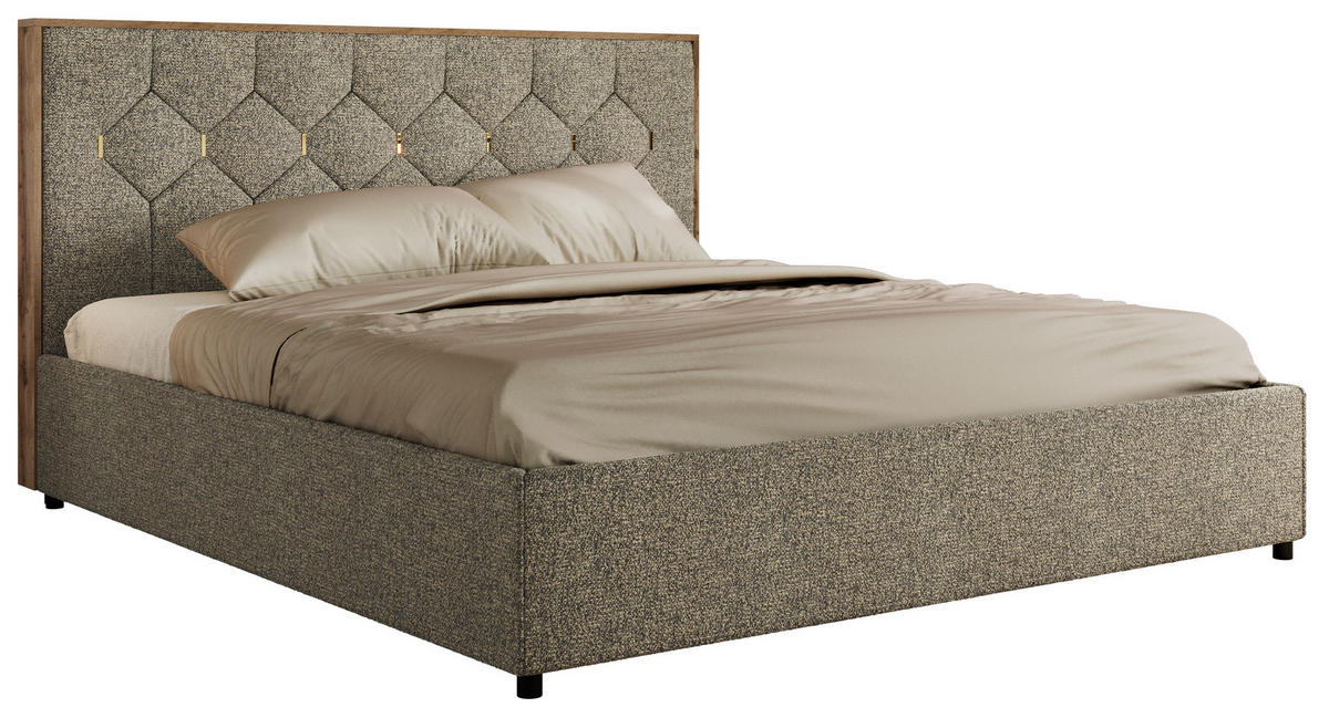 POLSTERBETT LARINO CLASSIC 160/200 - Grau Strukture - ohne Matratze - Grau, Textil (160/200cm) - MKS