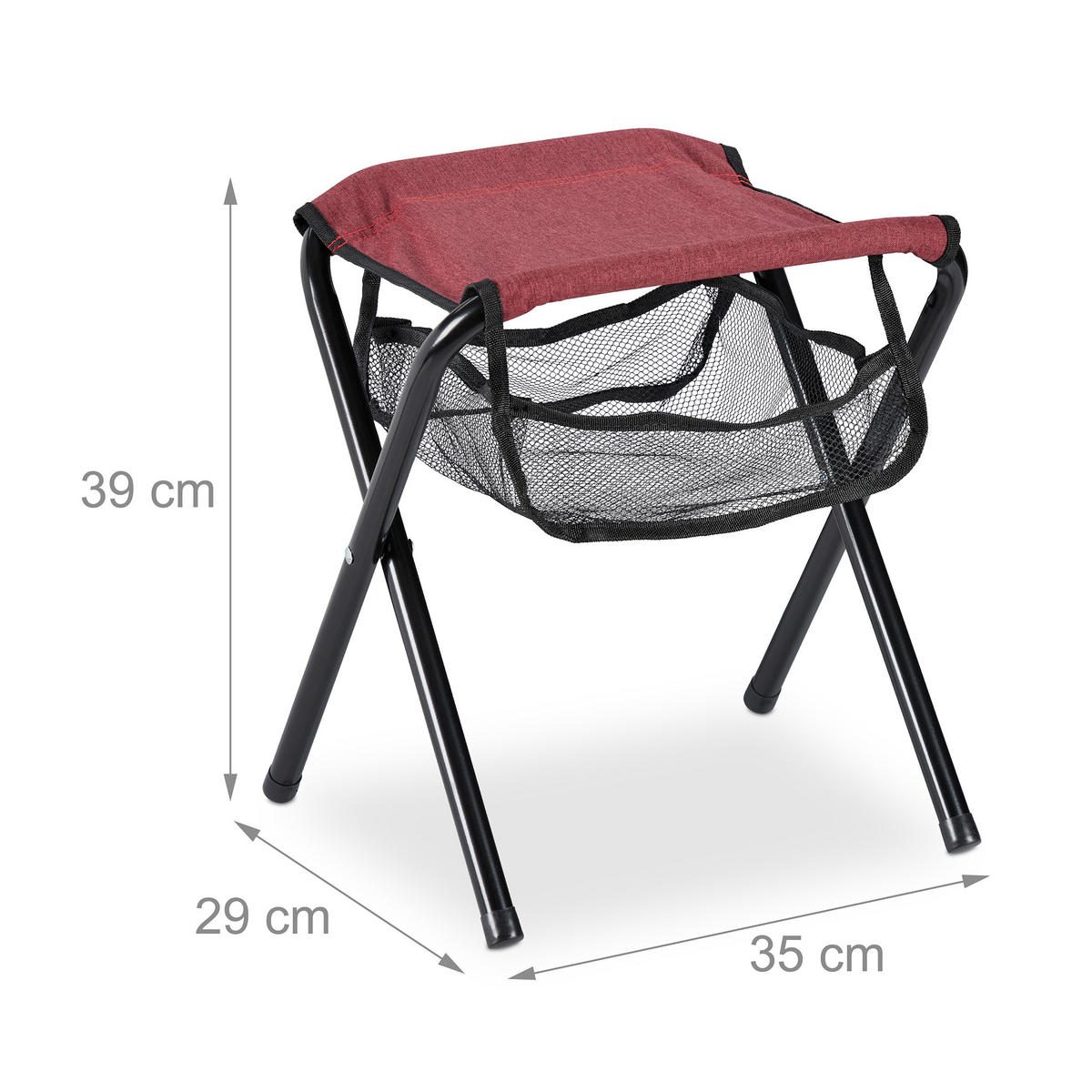 KLAPPHOCKER - Rot, Textil/Metall (29/39/35cm) - Relaxdays
