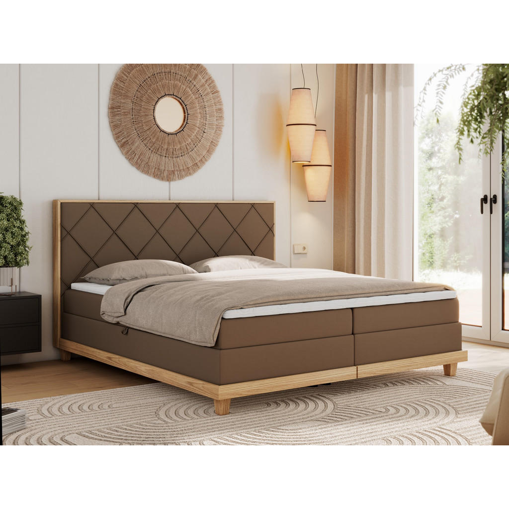 Thumbnail - MKS Boxbett, Braun, Textil, 2-Sitzer, H4, Rechteckig, 180x200 cm, Oeko-Tex®, Schlafzimmer, Betten, Boxspringbetten
