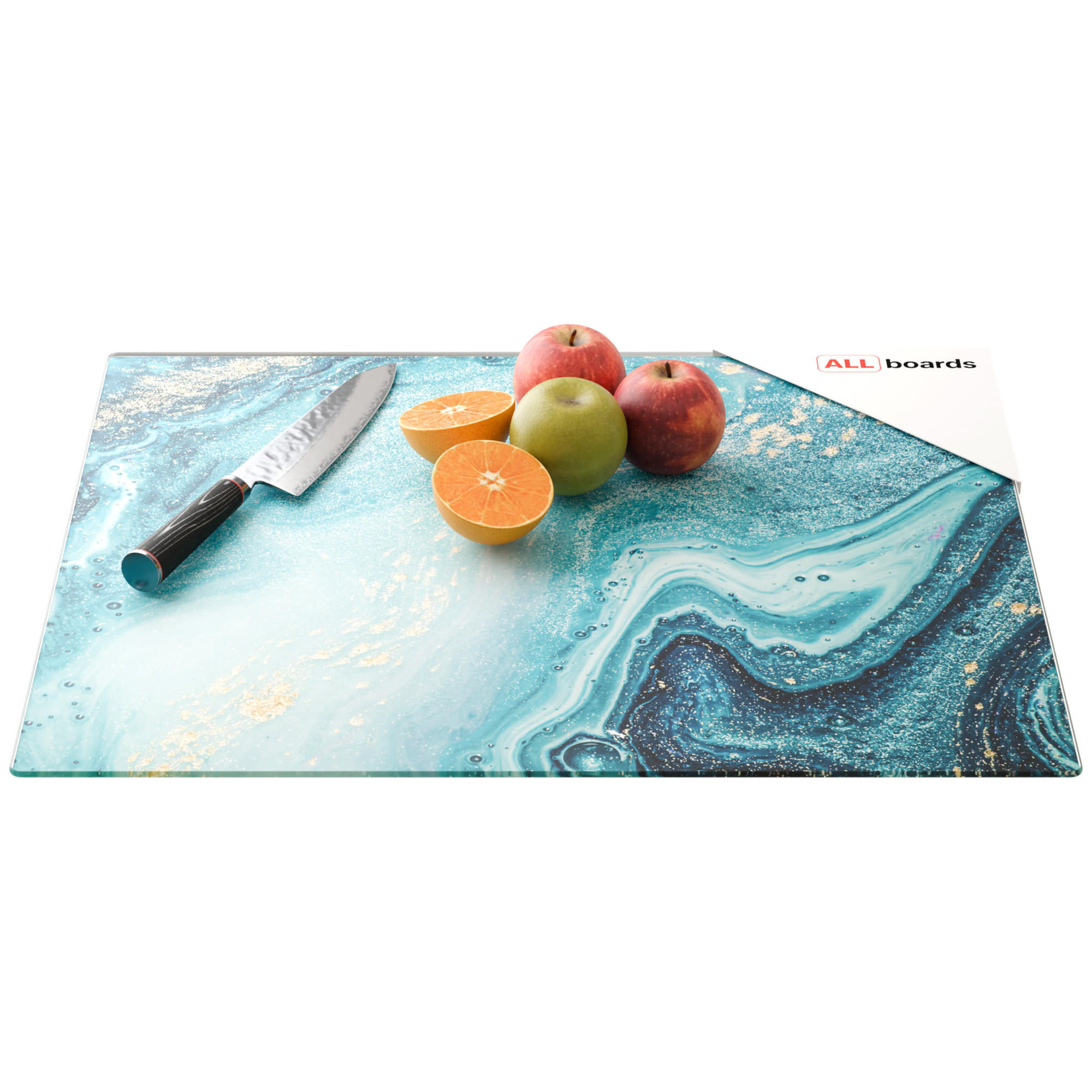 SCHNEIDEBRETT aus Glas – BLAU UND GOLD 60 x 52 cm - Türkis, Glas (60/0.4cm) - ALLboards