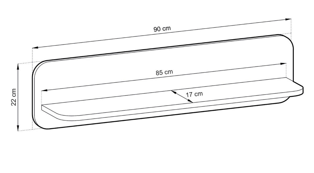WANDBOARD Eiche natur 90 cm, Wandregal skandinavisch - Eichefarben, Holzwerkstoff/Metall (90/22/19cm) - Furn.Design