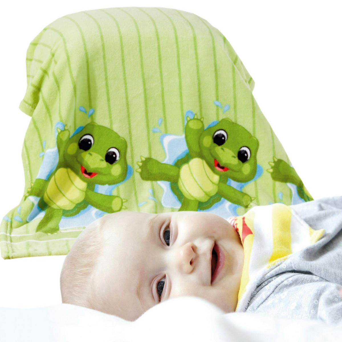 BABY FLECCEDECKE 75x100cm - Schildkröte - Limette, Textil (75/100cm)