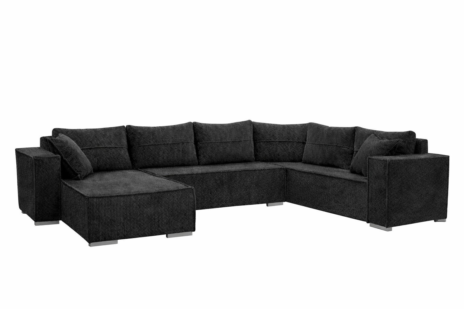 WOHNLANDSCHAFT STYLO U-Form mit Schlaffunktion Bettkasten Cordstoff Poso Anthrazit - Anthrazit, Kunststoff (315/90/215cm)