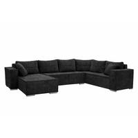 WOHNLANDSCHAFT STYLO U-Form mit Schlaffunktion Bettkasten Cordstoff Poso Anthrazit - Anthrazit, Kunststoff (315/90/215cm)
