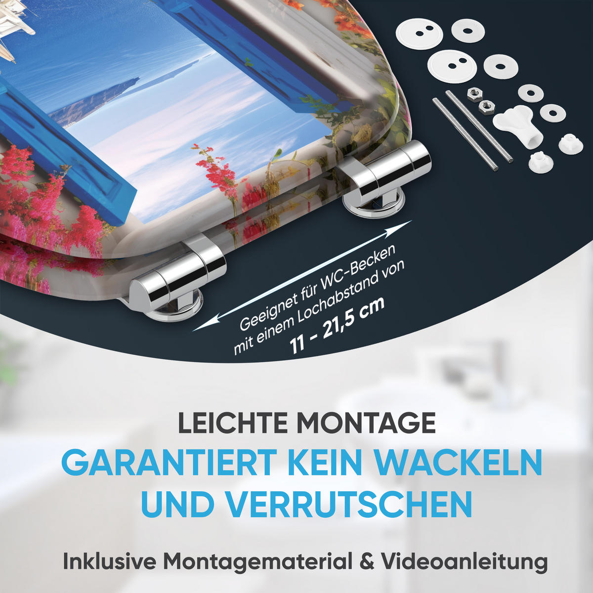 WC Sitz mit Absenkautomatik Greece - Blau, Holzwerkstoff (38/6/47cm) - Sanilo