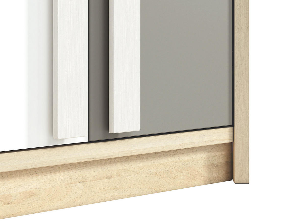 ECKSCHRANK Drop Fjord Buche / weiß / grau 82 / 82 / 199cm - Multicolor/Braun, Holz/Holzwerkstoff (82/199/82cm) - Feldmann-Wohnen