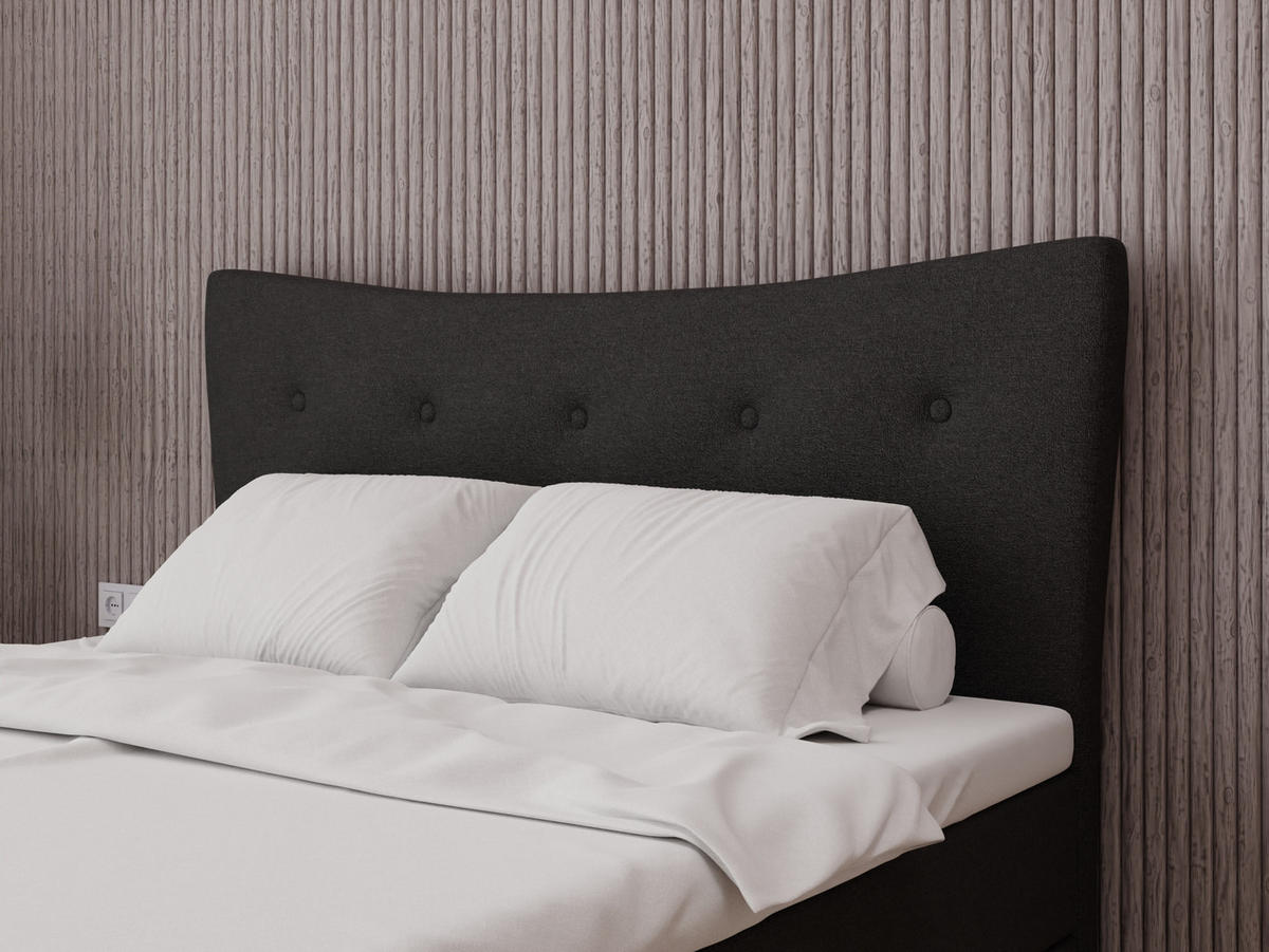 BOXBETT Nevada 160 x 200 cm Doppelbett mit hochwertiger Bonell-Matratze und Topper - schwarz - Schwarz, Holz (160/200cm) - Panda Möbel
