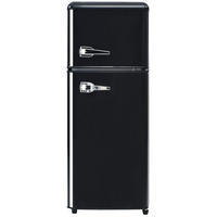 RETRO KÜHLSCHRANK 105cm 92L Doppeltür LED Gefrier E Klasse D - Schwarz, Kunststoff (41/45.5/105.5cm) - FLIEKS