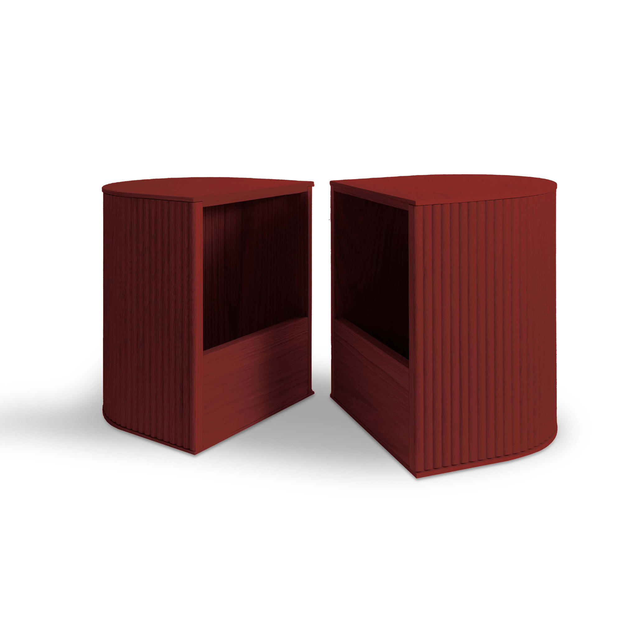 BEISTELLTISCH Duna Set mit 2 Hockern - Dunkelrot, Holz (32.8/70/45cm) - Woodendot
