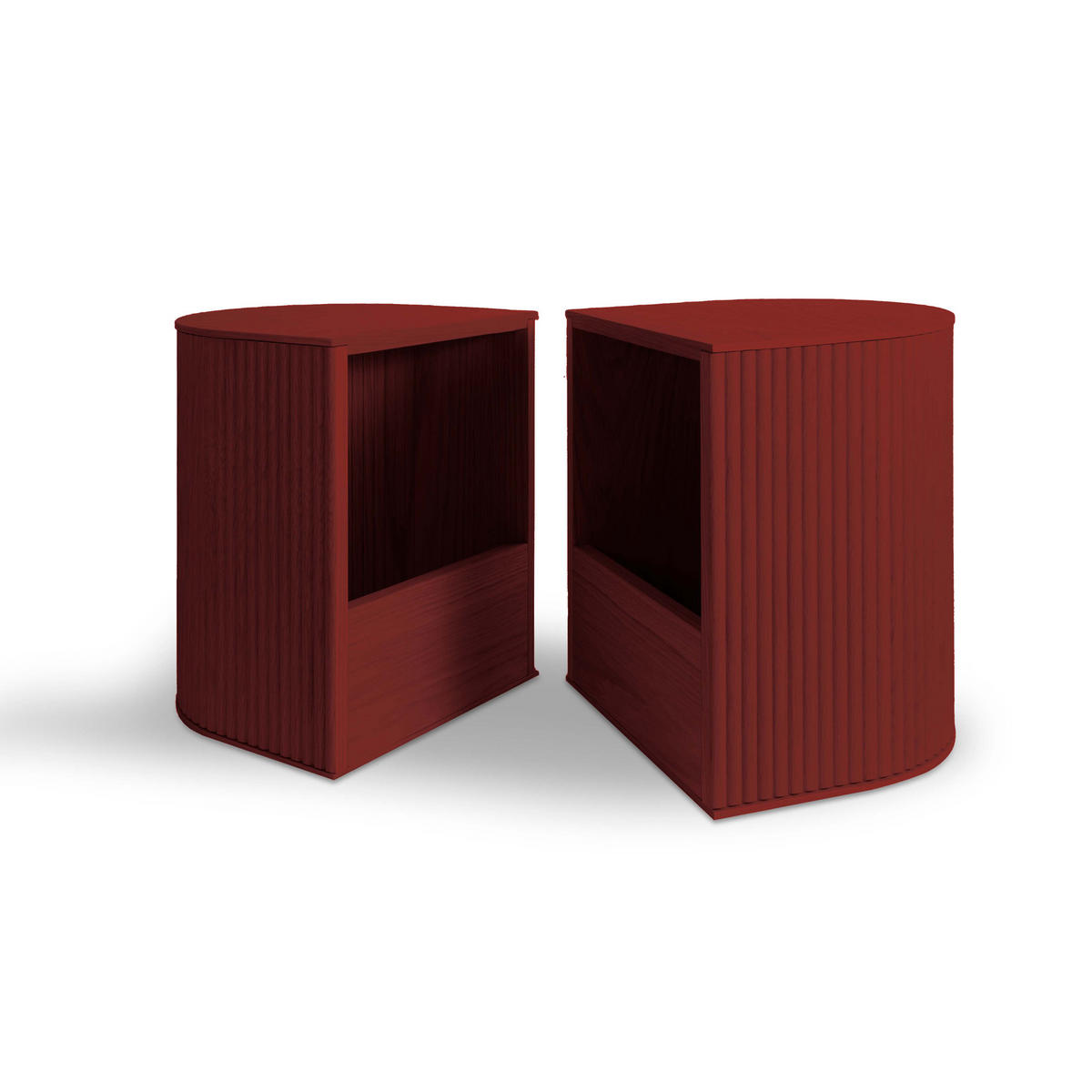 BEISTELLTISCH Duna Set mit 2 Hockern - Dunkelrot, Holz (32.8/70/45cm) - Woodendot