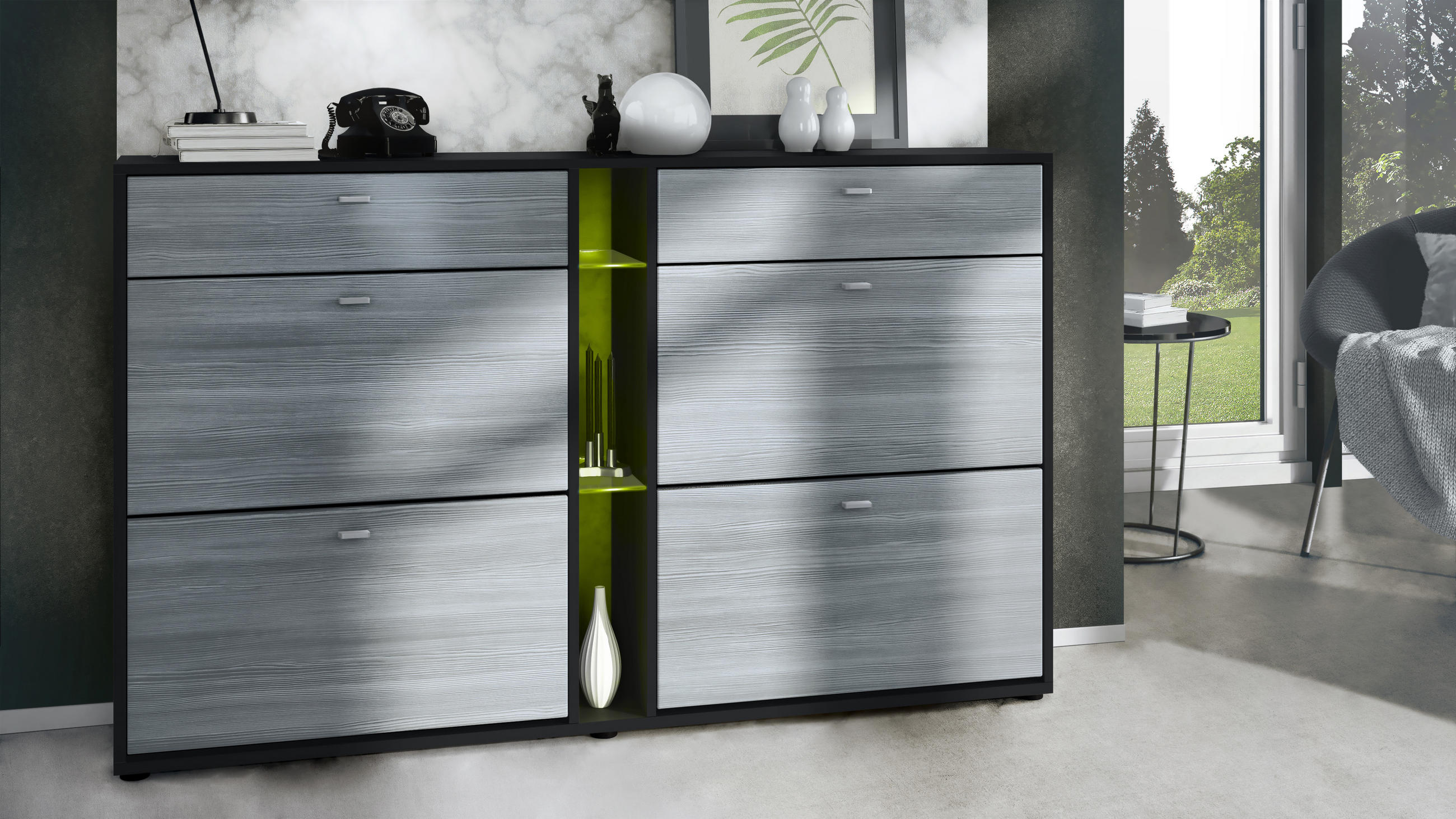 SCHUHSCHRANK Today Fronten in Avola-Anthrazit - Anthrazit, Holzwerkstoff (155.5/95/28cm) - Vladon
