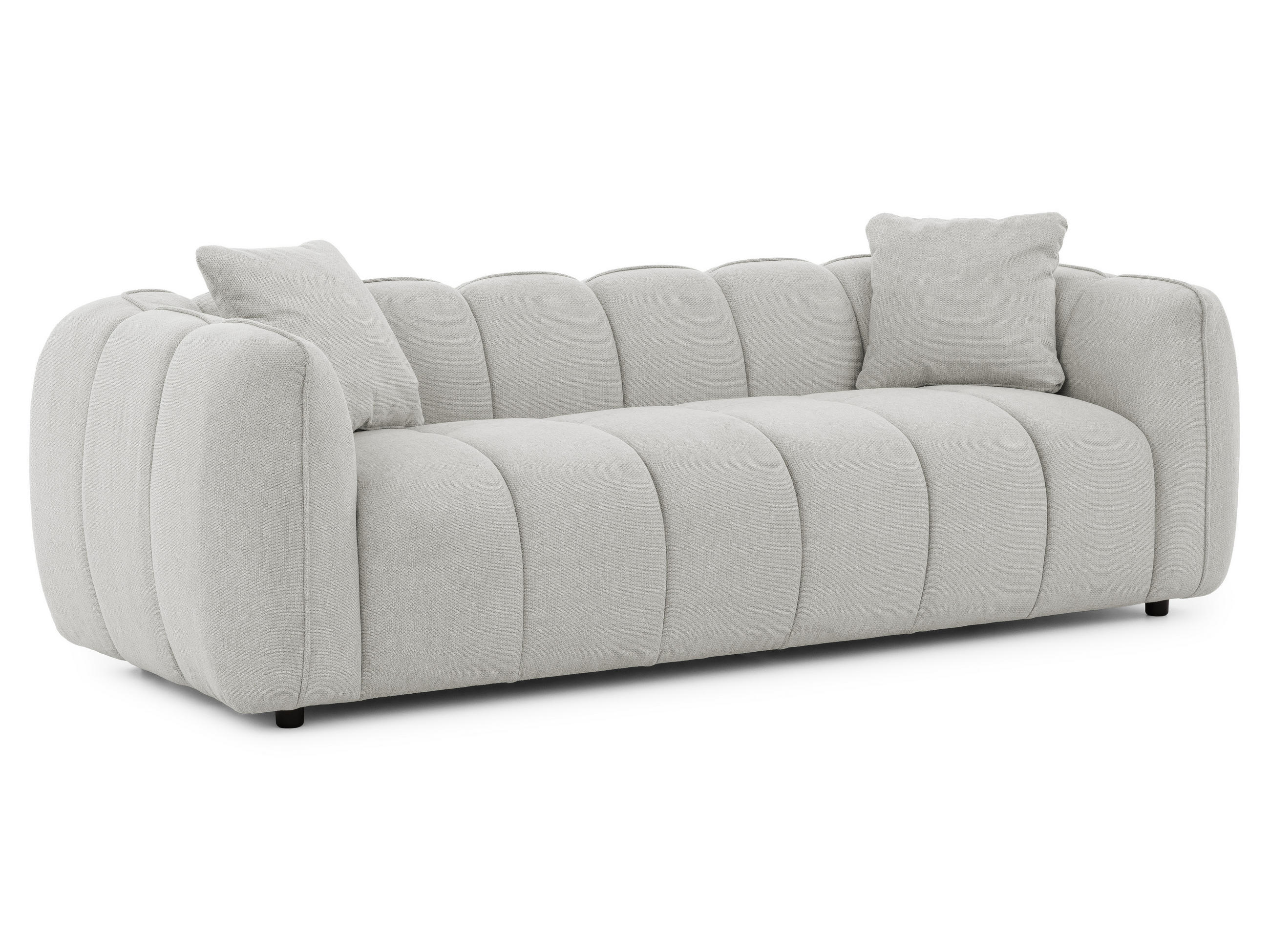 3-SITZER SOFA Nubira in tief gesteppter Bubble-Optik aus weichem Hellgrau Strukturstoff im modernen Design - Hellgrau/Schwarz, Holz/Kunststoff (228/69/89cm) - S-Style Möbel