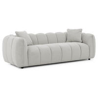 3-SITZER SOFA Nubira in tief gesteppter Bubble-Optik aus weichem Hellgrau Strukturstoff im modernen Design - Hellgrau/Schwarz, Holz/Kunststoff (228/69/89cm) - S-Style Möbel