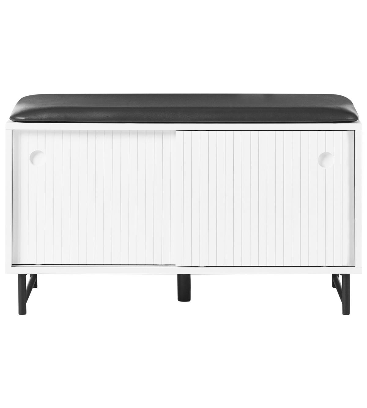 BANCĂ PENTRU PANTOFI cu spațiu de depozitare albă Batoche - alb/negru, compozit lemnos (85/49/37cm) - Beliani