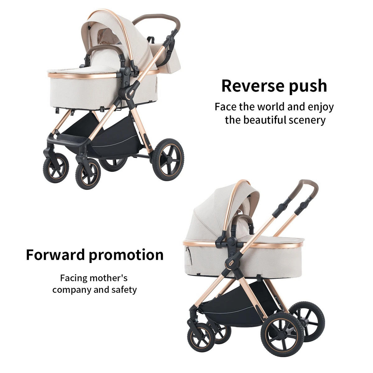 KINDERWAGENSET 3-in-1 Tragbarer, hellbraun - Hellbraun, Metall (80/60cm) - Kaket