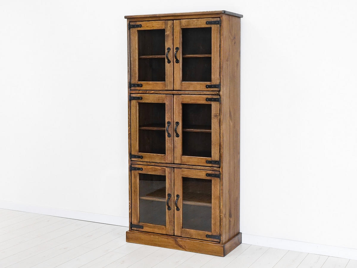VITRINE aus Massivholz Rustyk 3 - Dunkelbraun/Schwarz, Holz (90/190/40cm) - Seart