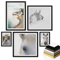 WANDBILDER 5er-Set - 50x50 cm & 20x30 cm & 40x60 cm Schwarzer Rahmen - Kontrastierende abstrakte Porträts - Schwarz, Kunststoff (40/60cm) - ArtPrintCave