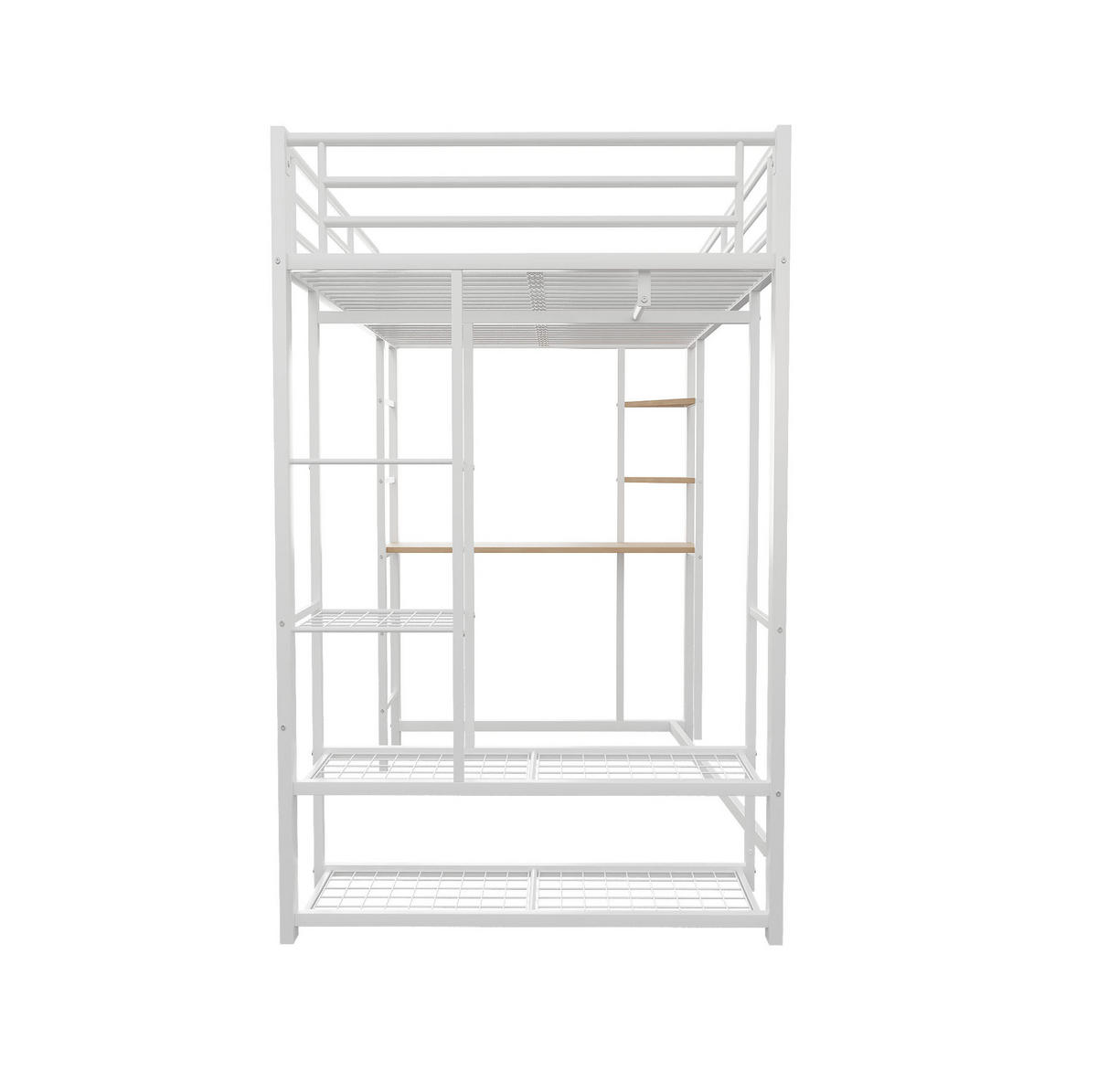 HOCHBETT 90/200 cm Weiß aus Metall mit Schreibtisch und Kleiderstange - Weiß, Metall (90/200cm) - OKMYHOME