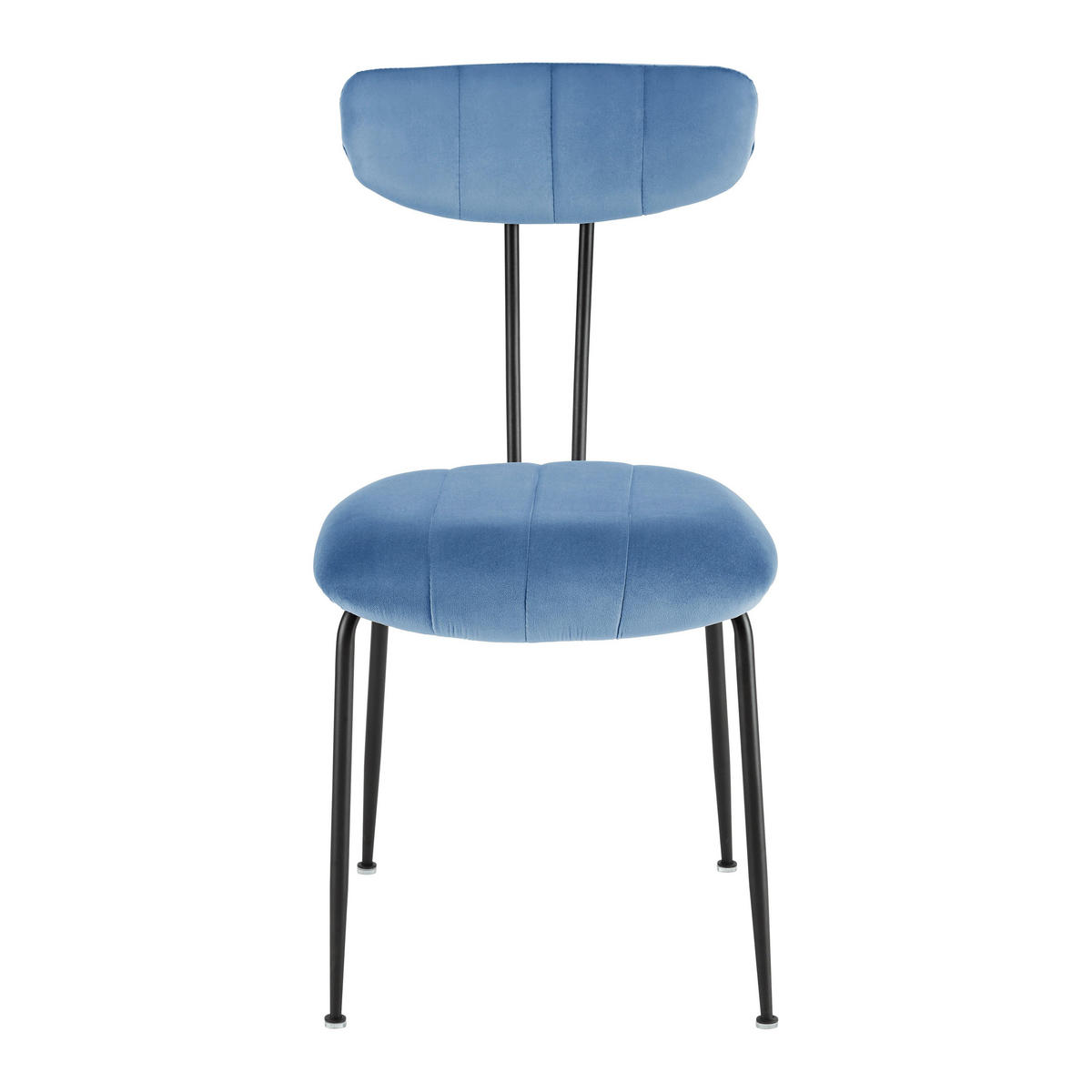 STUHL Tylor Blau Samt Gepolstert - Blau, Holz (45/85/58cm) - Bessagi Home