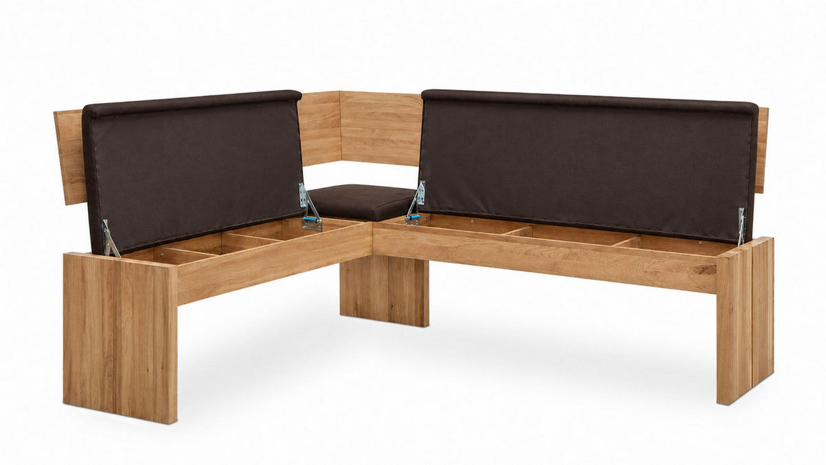 ECKBANKGRUPPE Modern Dani 3 für 7 Personen Massivholz Wildeiche/Braun - Wildeiche/Braun, Holz (167/85/192cm) - 58aufmkessel
