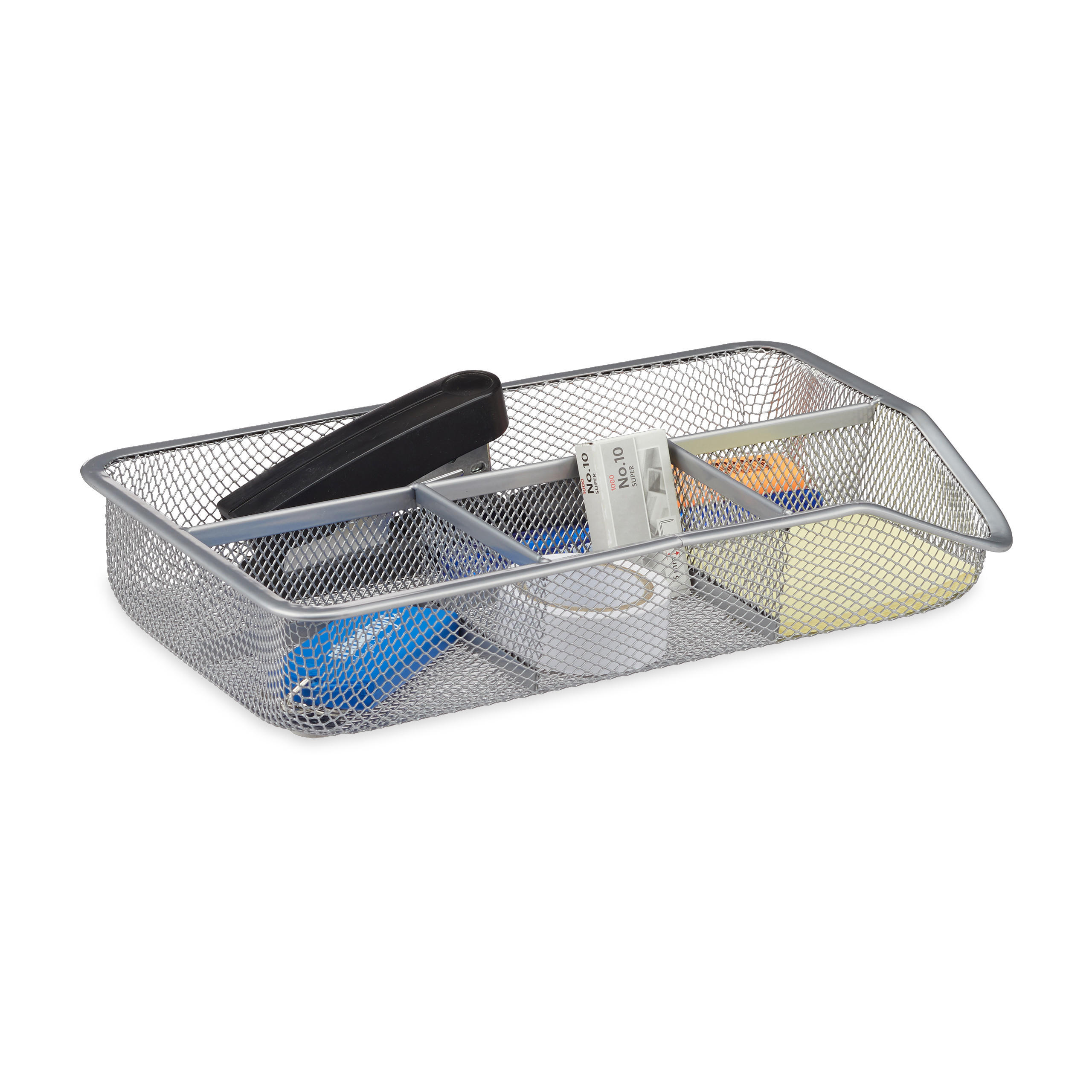 SCHREIBTISCHORGANIZER - Silberfarben, Metall (16/27.5/4.8cm) - Relaxdays