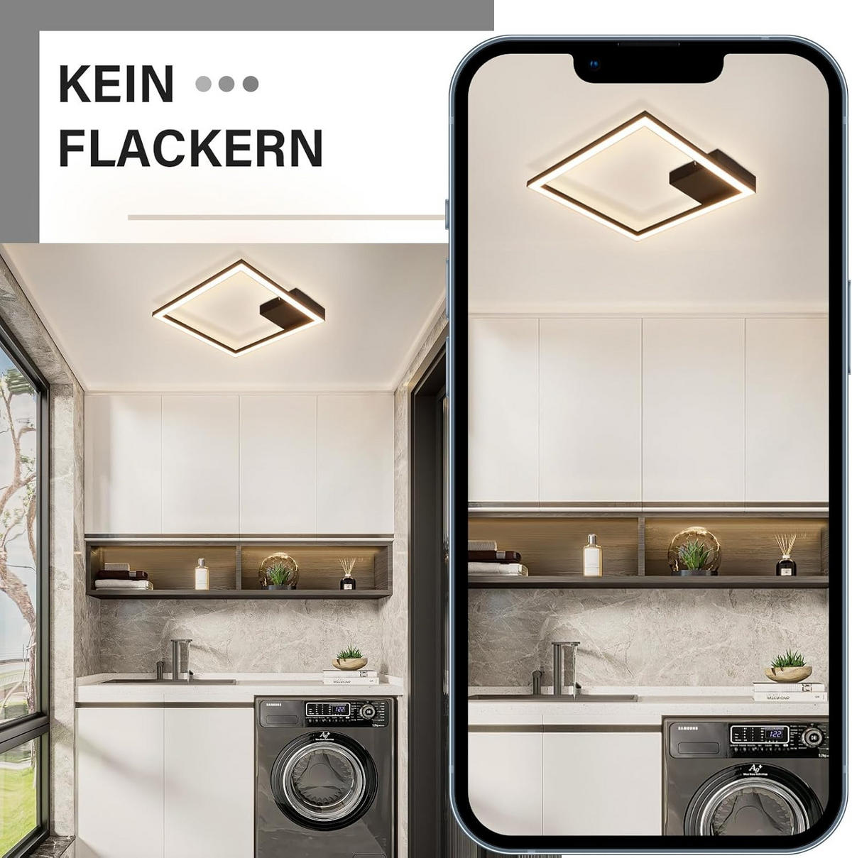 LED-DECKENLEUCHTE Wehrfluch 29.4/3.8/29.4 cm - Schwarz, Metall (29.4/29.4/3.8cm) - ZMH