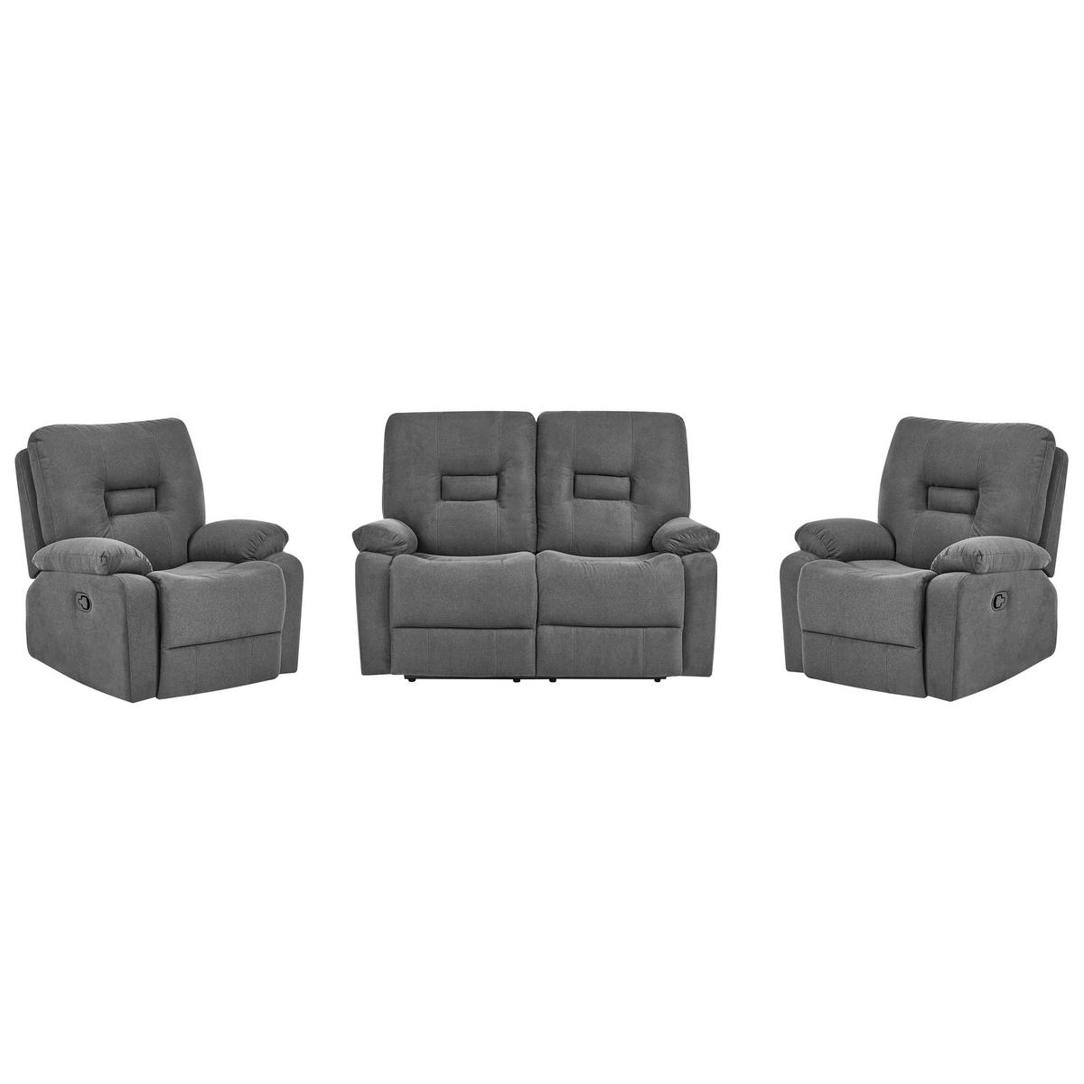 SOFA-SET manuell verstellbar 4-Sitzer Stoff Graphitgrau Bergen - Graphitfarben, Textil (149/101/72cm) - Beliani