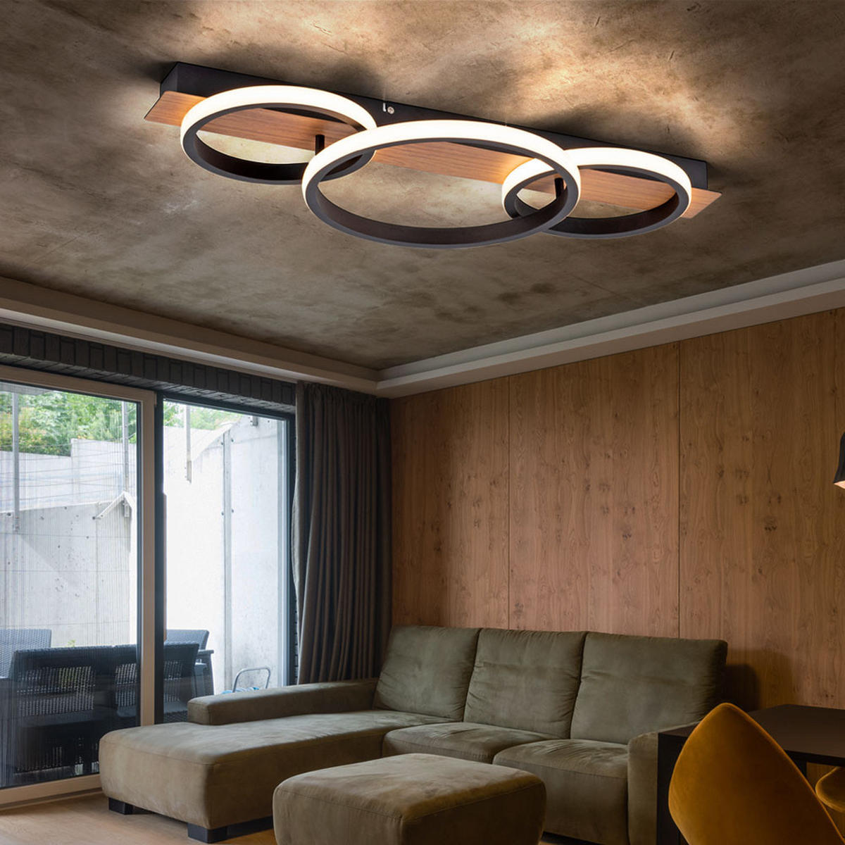 LED DECKENLEUCHTE Metall Schwarz Holzoptik - Schwarz, Kunststoff/Metall (30/68/8cm)