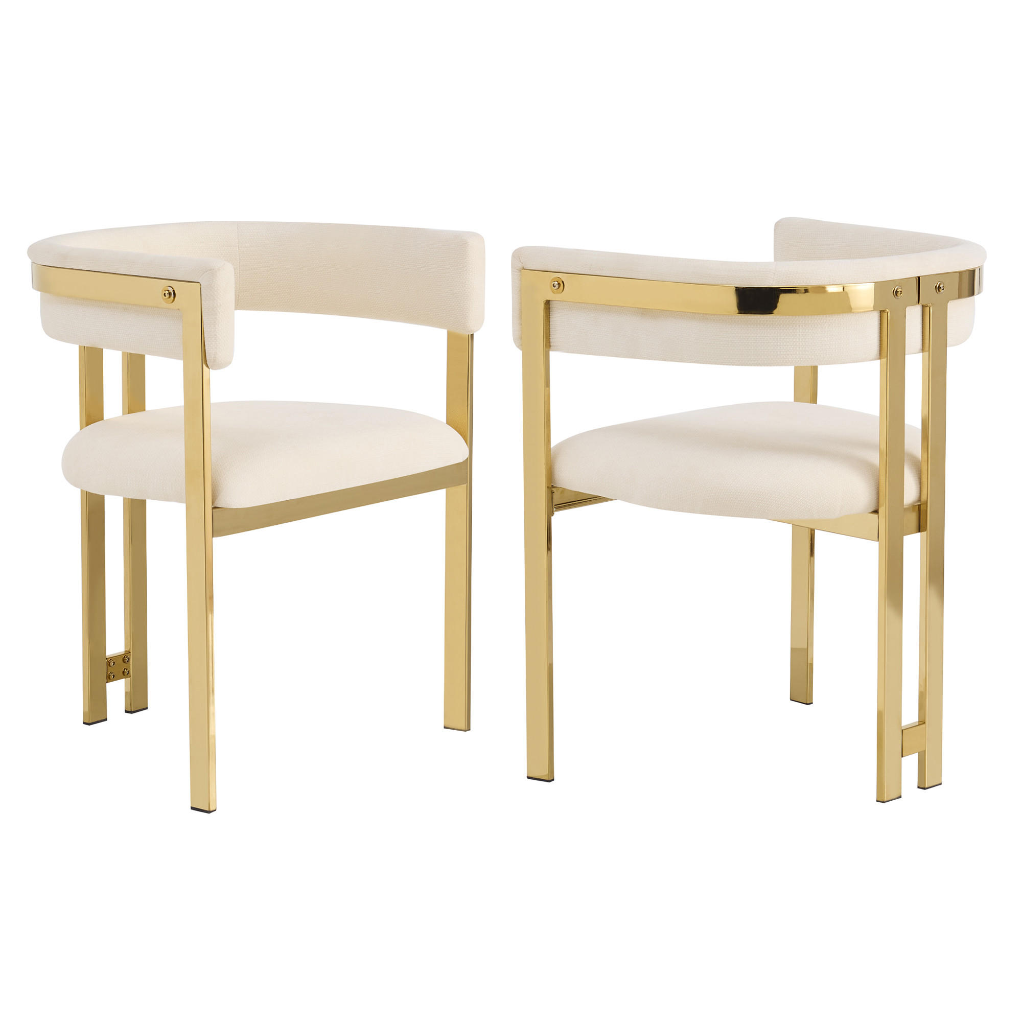 ESSZIMMERSTÜHLE 2er-Set Chenille Gold Metall Beige - Beige/Goldfarben, Textil (60/76/50cm) - FLIEKS