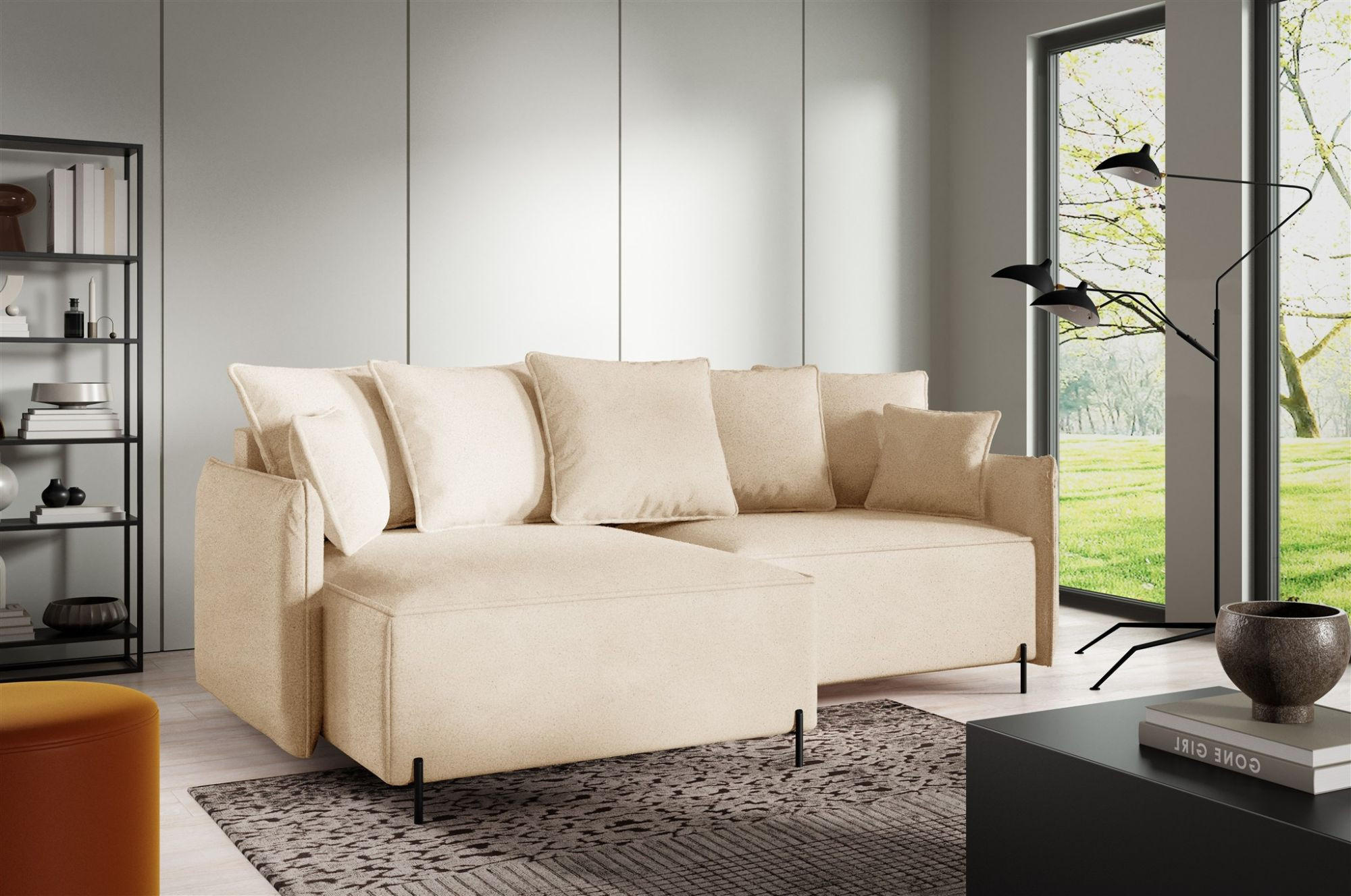 ECKSOFA Betto - Beige, Holzwerkstoff/Textil (221/148cm) - Fun Möbel