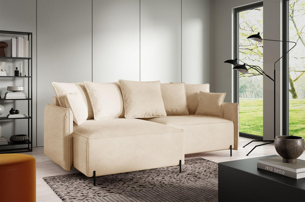 ECKSOFA Betto - Beige, Holzwerkstoff/Textil (221/148cm) - Fun Möbel