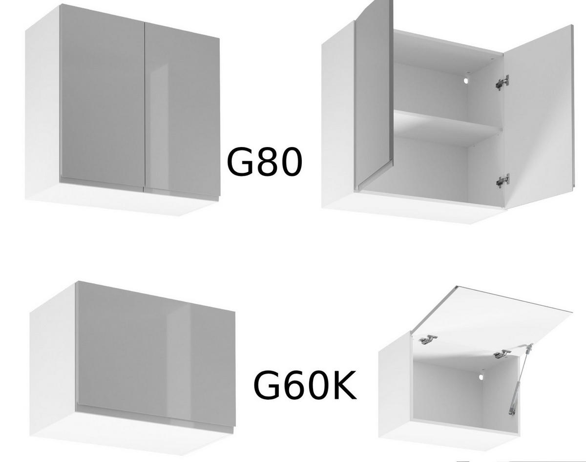 KÜCHENZEILE 340 cm - Aspen KA12-M340- in Grau/Hochglanz - Grau, Holz (340/212/58cm)