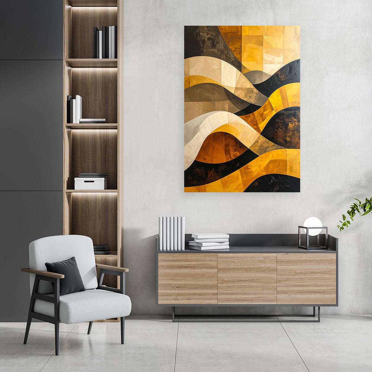 LEINWANDBILD 3D und geometrisch 40x60cm - Gelb, Textil (40/60cm) - Feeby