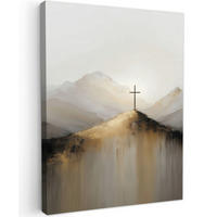 LEINWANDBILD Hügel - Abstrakt - Kreuz - Christentum Room Decor 30x40 cm - Beige, Textil (30/40cm) - MuchoWow