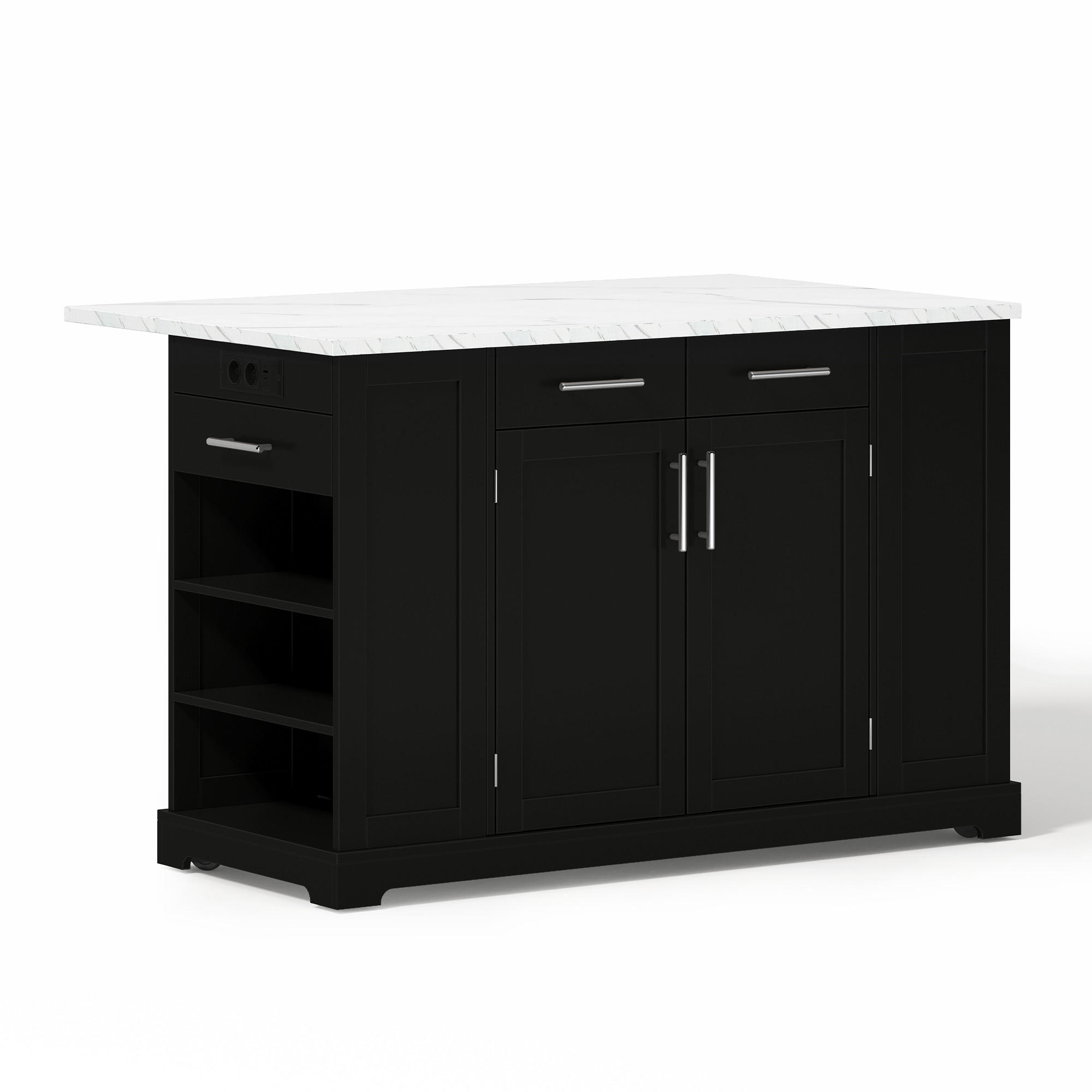 ComfortXL Kücheninsel Weiß, Schwarz 138x92x86 cm