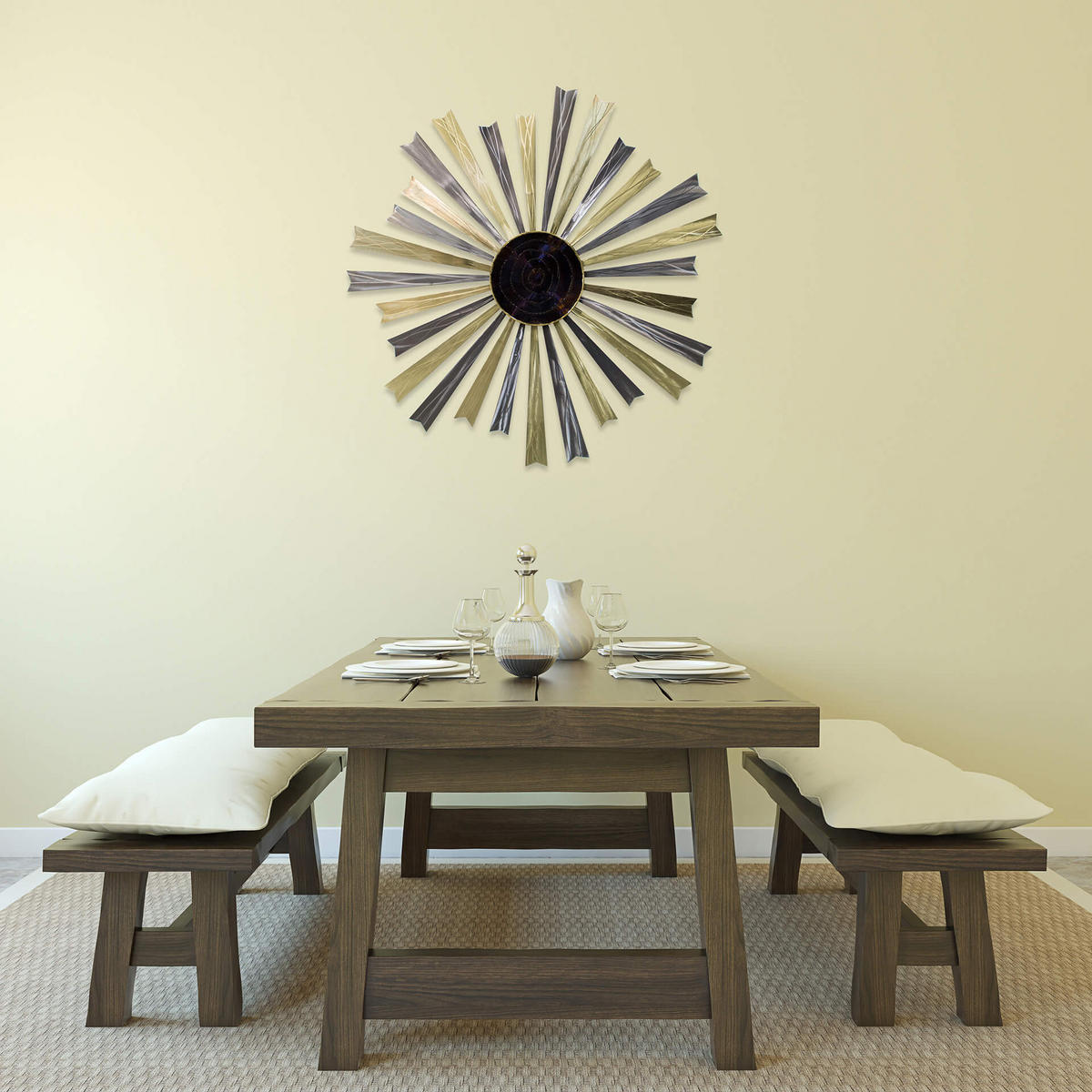 WANDDEKO Gold 110/110 cm - Silberfarben/Goldfarben, Metall (3/110/5cm) - KUNSTLOFT