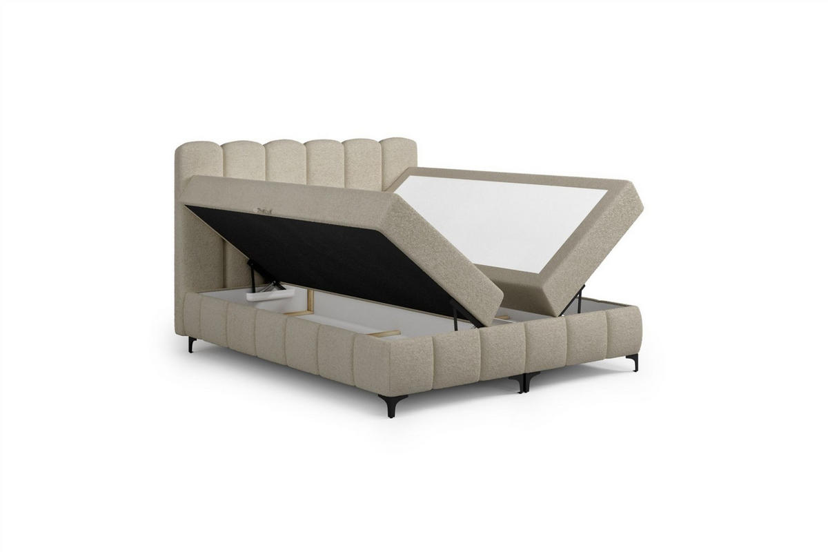 BOXBETT Isabel - Beige, Holzwerkstoff/Textil (140/200cm) - Fun Möbel