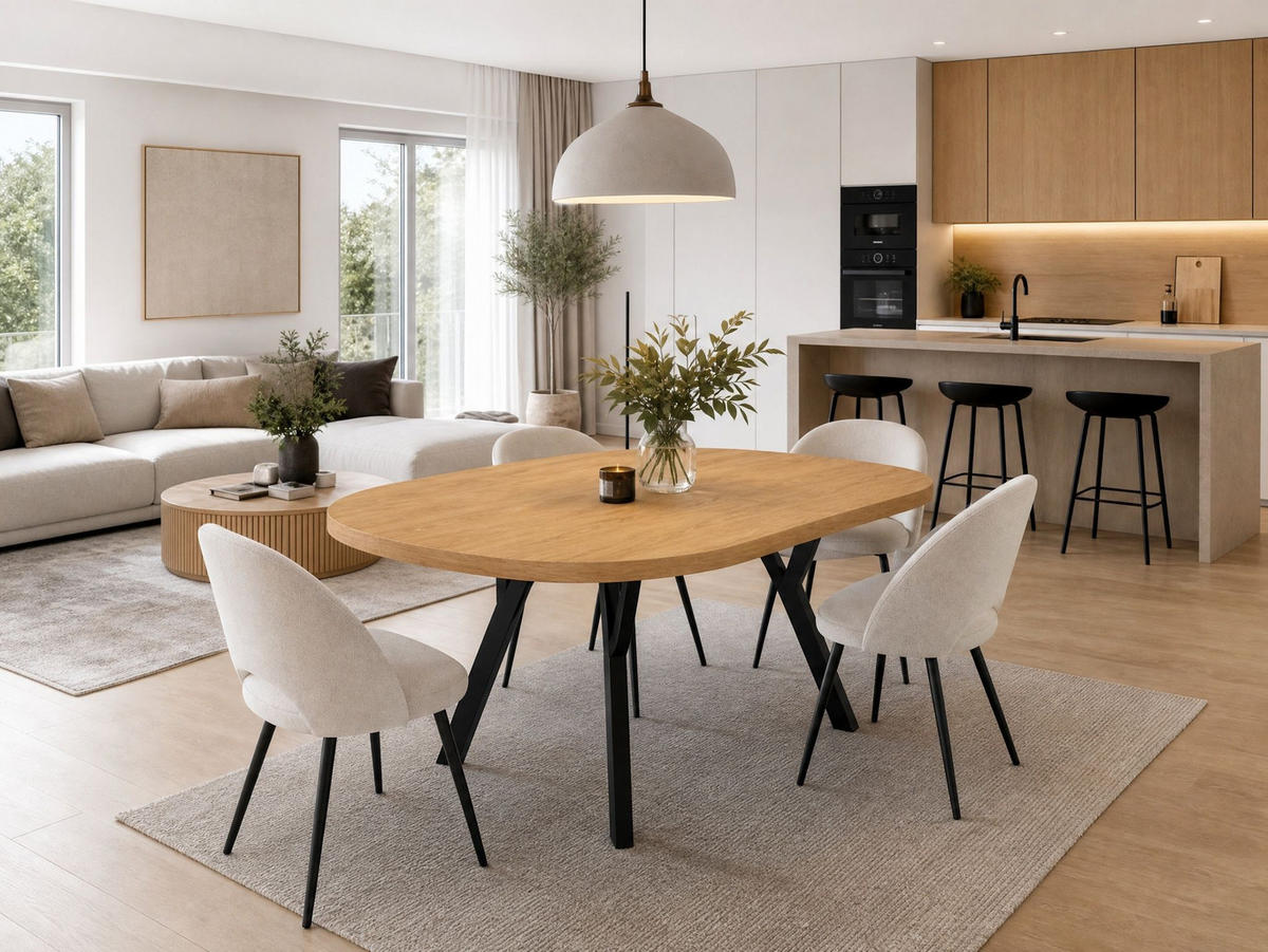 ESSTISCH ausziehbar rund 100-200 cm ATO Craft, Auszugstisch mit Einlegeplatte - Schwarz/Braun, Holzwerkstoff (100/100/77cm) - VENASI MÖBEL