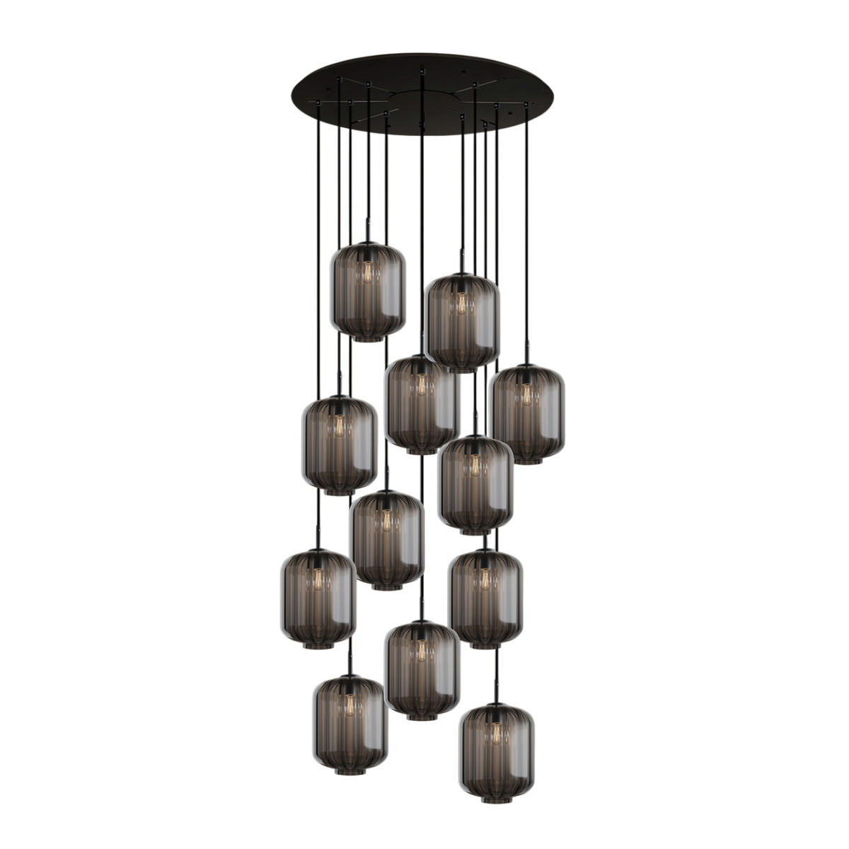 GALERIELEUCHTE Velo 12-flammig Rauch Ø 25cm - Anthrazit/Schwarz, Glas (25/25/27cm) - s.luce
