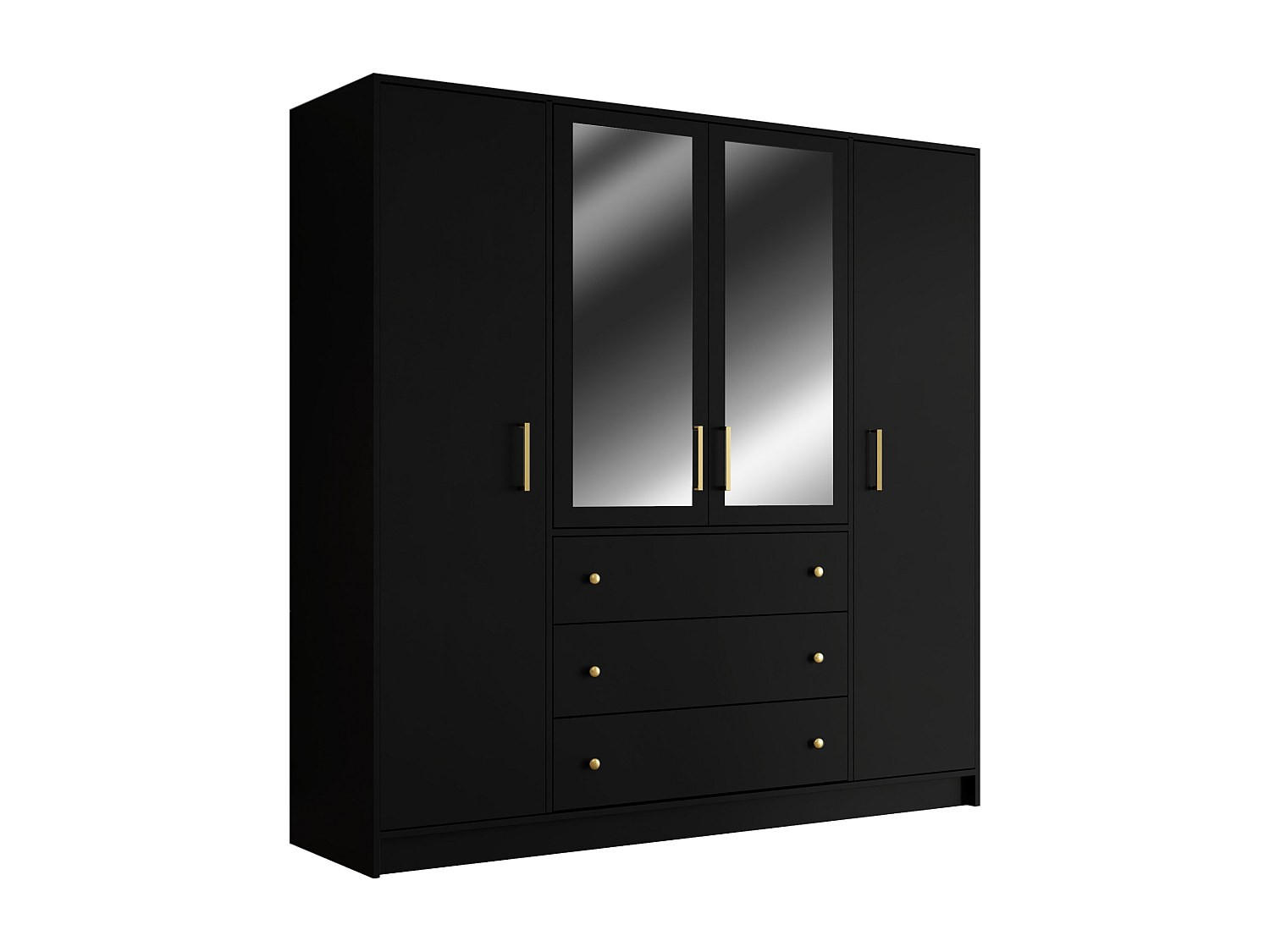 KLEIDERSCHRANK - 196 cm x 58 cm - Holz, Platte - Schwarz LIZANDRO - Schwarz, Holz (196/200/58cm) - Vente-Unique