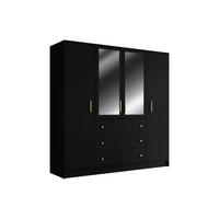 KLEIDERSCHRANK - 196 cm x 58 cm - Holz, Platte - Schwarz LIZANDRO - Schwarz, Holz (196/200/58cm) - Vente-Unique