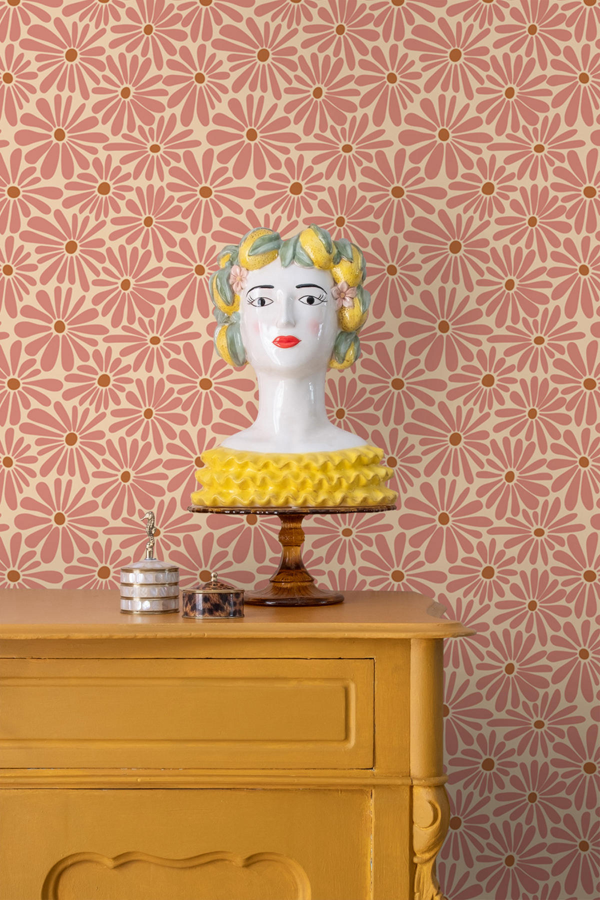 TAPETE Gänseblümchen 53 cm x 10.05 m - Terracotta, Papier (53/1000cm) - ESTAhome