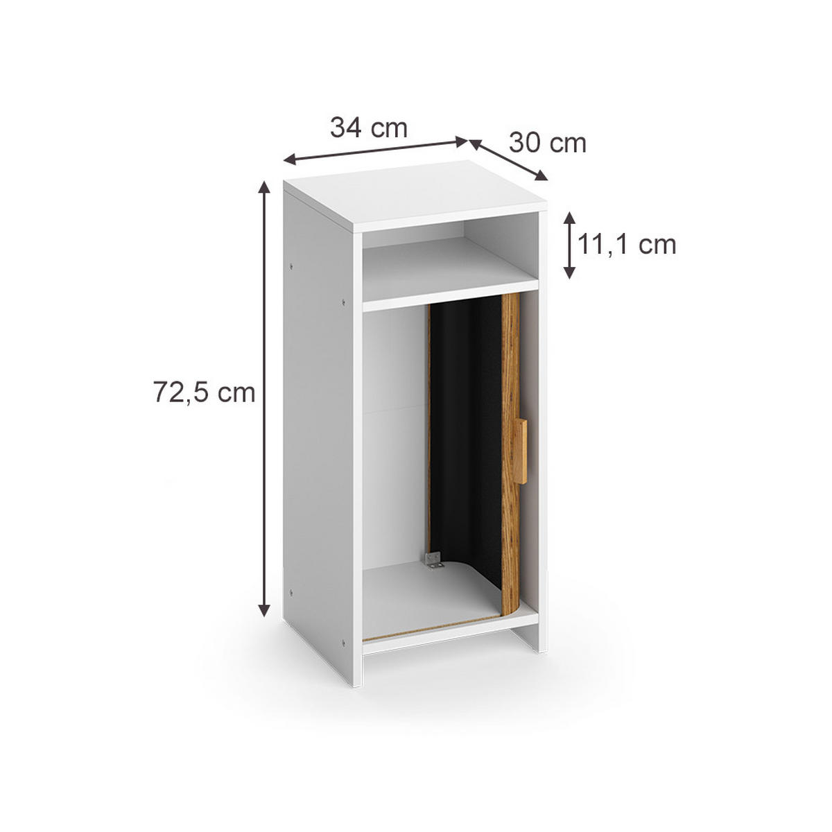 MIDISCHRANK Norea, Eiche/Weiß, 34 x 72.5 cm - Eichefarben/Weiß, Holzwerkstoff (34/72.5/30cm) - Vicco