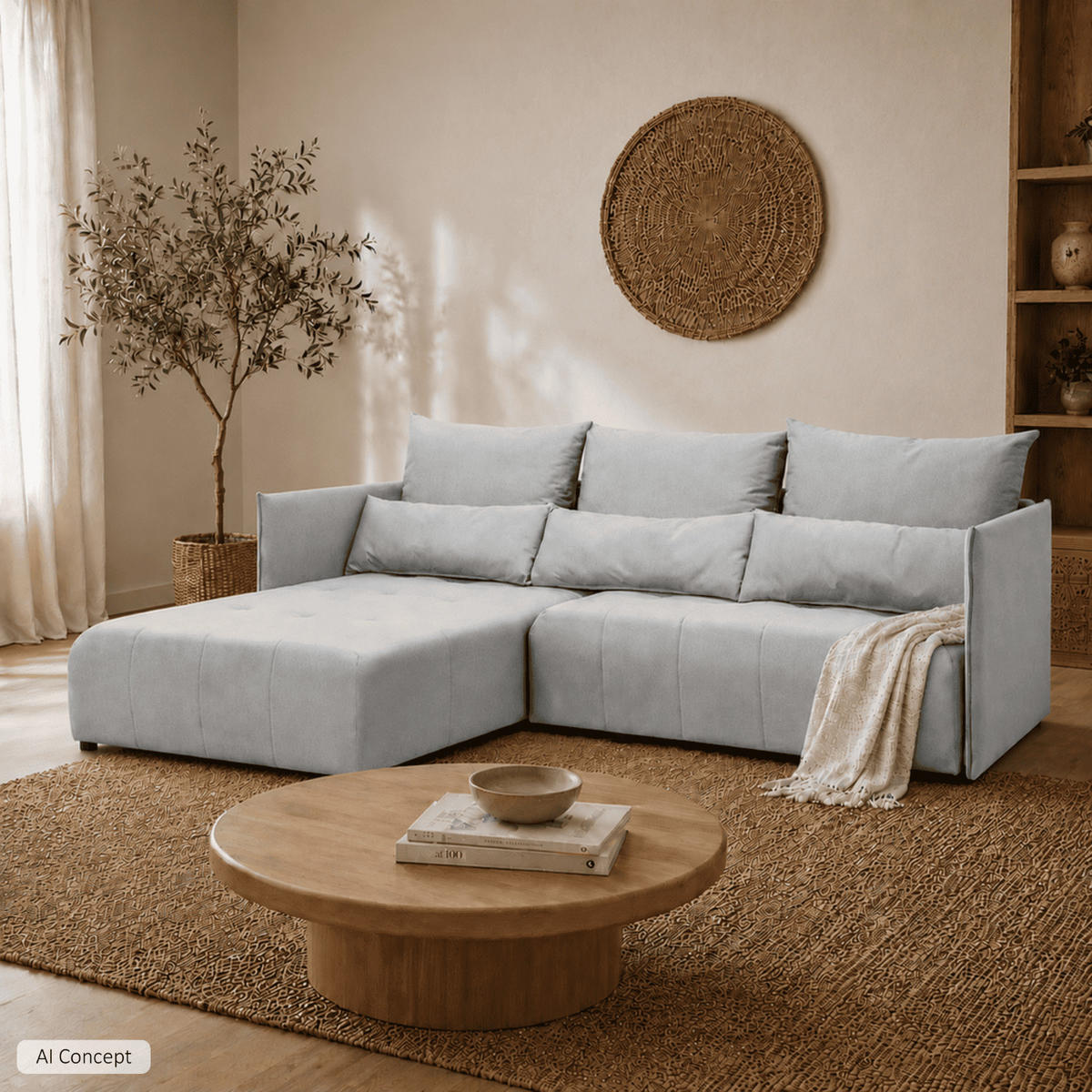 ECKSOFA APOLLO L mit Schlaffunktion und Bettkasten – linke Seite - Grau, Textil (246/188cm) - Lookway