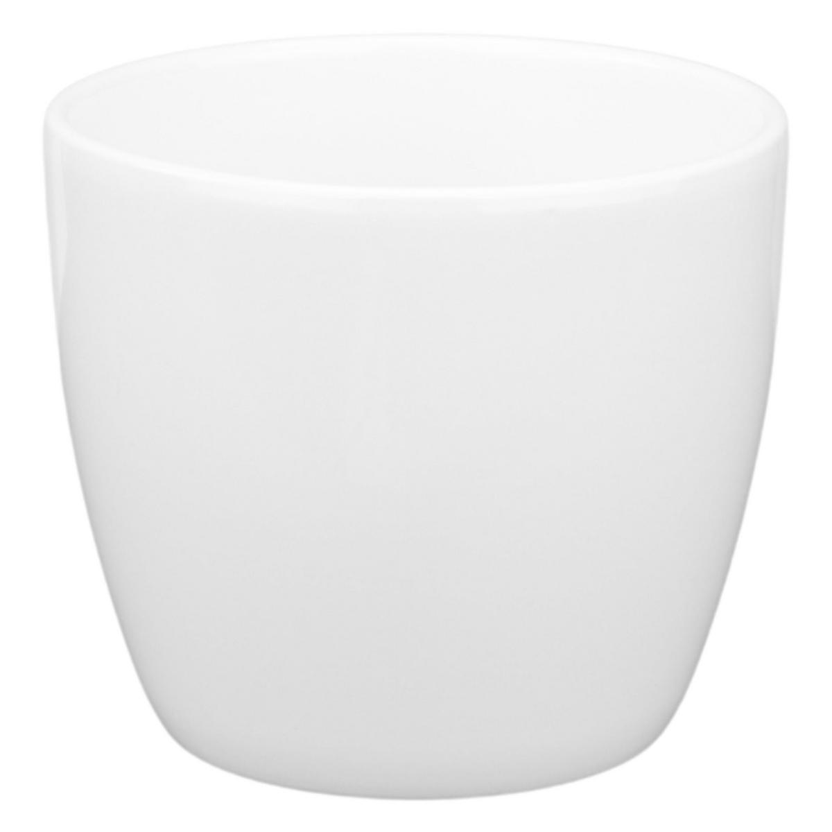 BLUMENTOPF Sylt Keramik Ø 13 cm Höhe 12 cm rund rund Weiß glänzend - Weiß, Keramik (13/12cm) - LENI